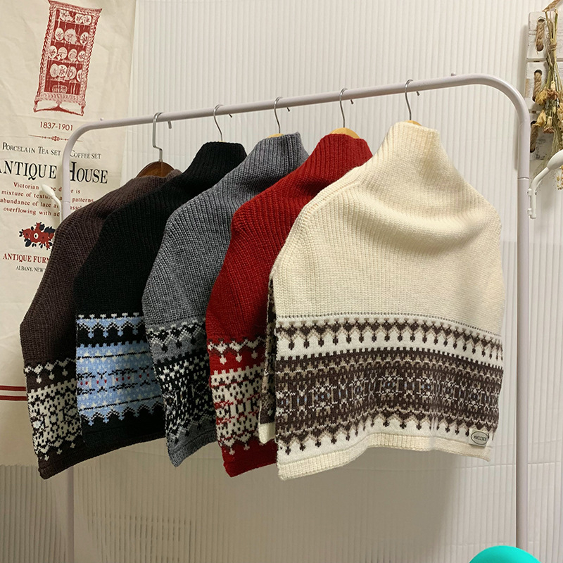 Пуловер-шал с цепка, Fair Isle стил, изкуствен кашмир, смес вълна и акрил, зима 2025