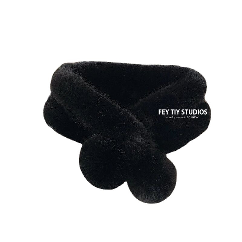 Šal od umjetnog zeca krzna, jednostavna pletena tkanina, korejski stil, zimska toplina, ovratnik od krzna