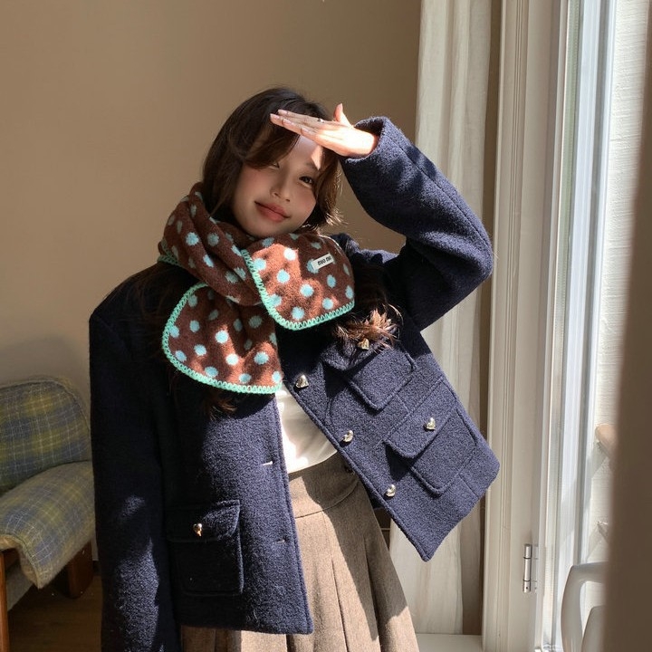 Șal tricotat dublu față în stil korean, din amestec de lână, pentru femei, căldură iarnă, țesătură warp-knit