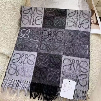 Șal din lână cu model jacquard șah și cărți, cu două fețe, pentru iarnă