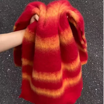Mohair šal s prugama – dvostruka upotreba, zimska toplina, korejski stil, warp tkanje, produžena duljina