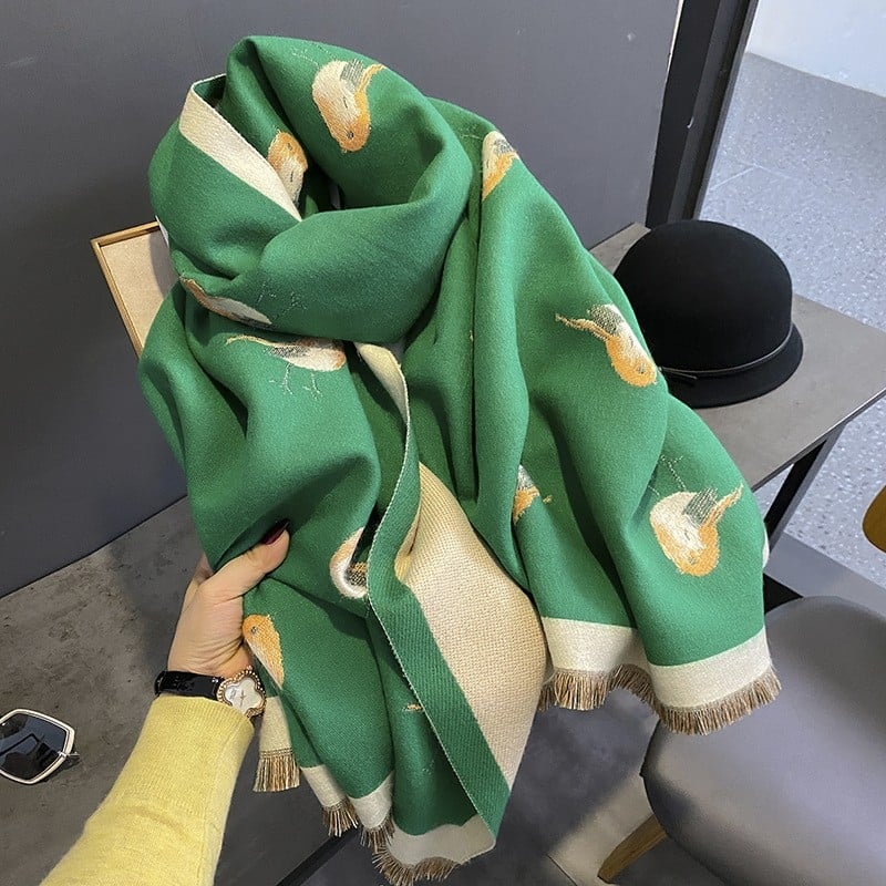 Ženski zimski šal, warp-knit imitacija kašmira, zadržava toplinu, poliester tkanina.