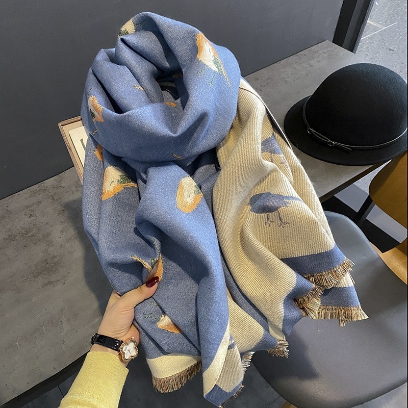 Ženski zimski šal, warp-knit imitacija kašmira, zadržava toplinu, poliester tkanina.