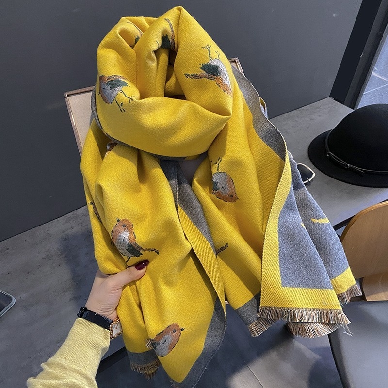 Ženski zimski šal, warp-knit imitacija kašmira, zadržava toplinu, poliester tkanina.