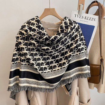 Saufuo ženski kvadratni šal od poliestera s jacquard uzorkom, održava toplinu, za četiri sezone, elegantan i svestran