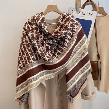 Saufuo ženski kvadratni šal od poliestera s jacquard uzorkom, održava toplinu, za četiri sezone, elegantan i svestran