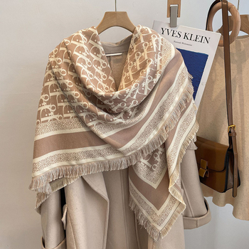 Saufuo ženski kvadratni šal od poliestera s jacquard uzorkom, održava toplinu, za četiri sezone, elegantan i svestran