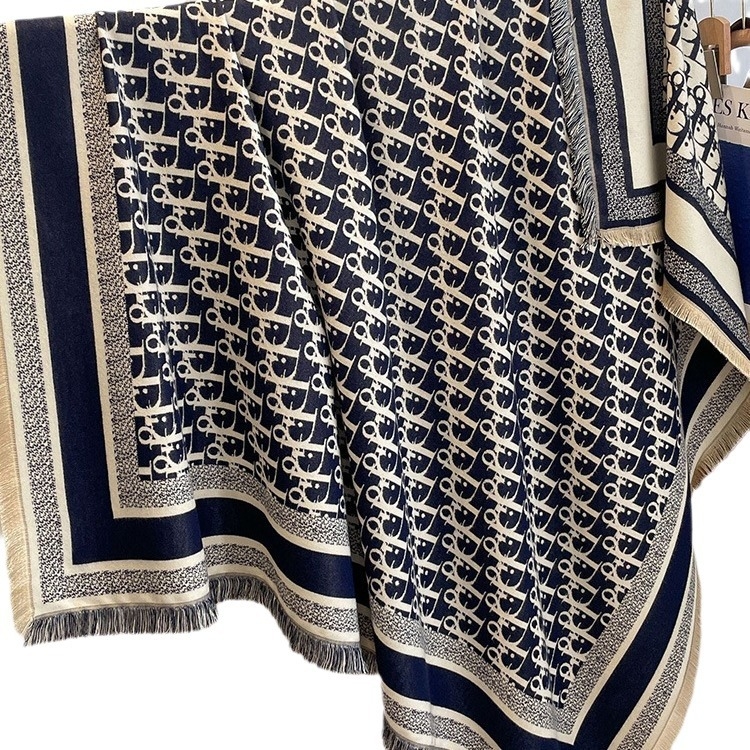 Saufuo ženski kvadratni šal od poliestera s jacquard uzorkom, održava toplinu, za četiri sezone, elegantan i svestran