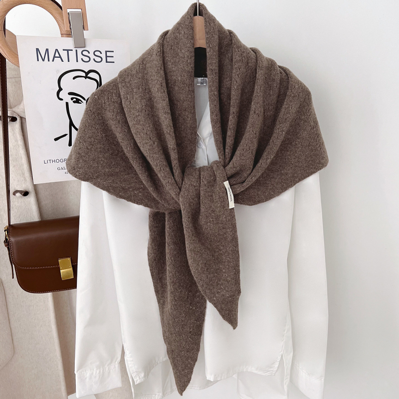 Τριγωνικός σάλι από 100% μαλλί, ύφανση warp-knitting, ζεστασιά για τον χειμώνα, γυναικείο αξεσουάρ, κομψό και καθημερινό στυλ.
