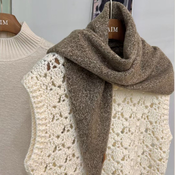 Șal triunghiular unisex, acrilic/ lână sintetică, țesătură warp knitting, model de potrivire a culorilor, păstrează căldura, pentru toate anotimpurile