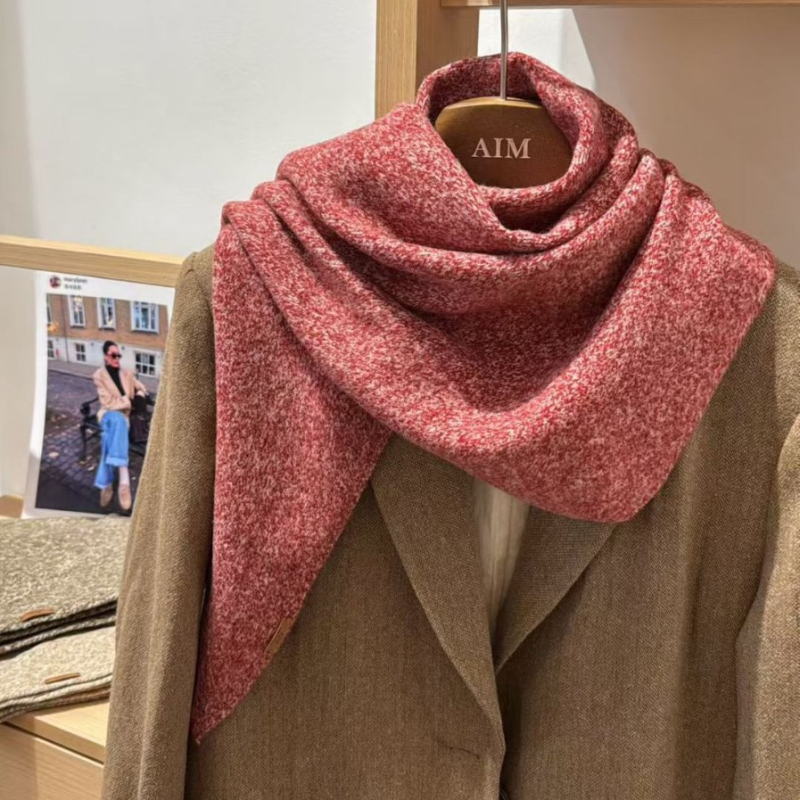 Șal triunghiular unisex, acrilic/ lână sintetică, țesătură warp knitting, model de potrivire a culorilor, păstrează căldura, pentru toate anotimpurile