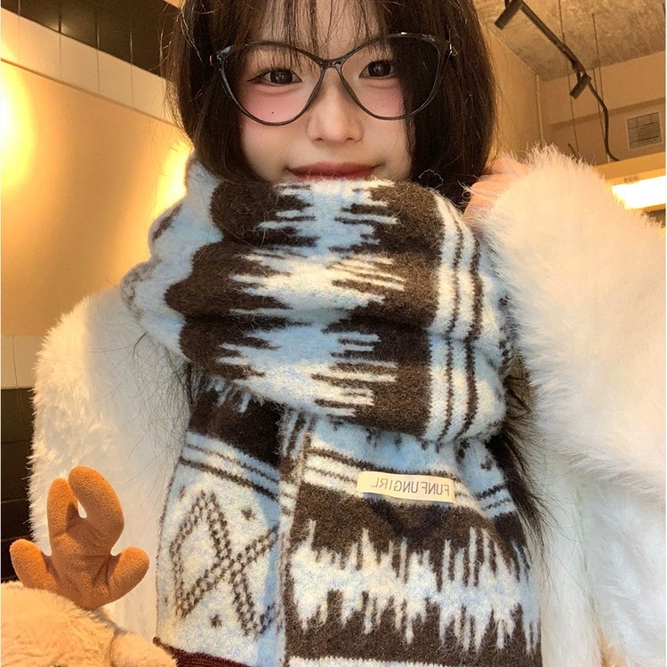 Шал от вълнена смес, warp knitting – зима, топъл, удължен дизайн, градски стил