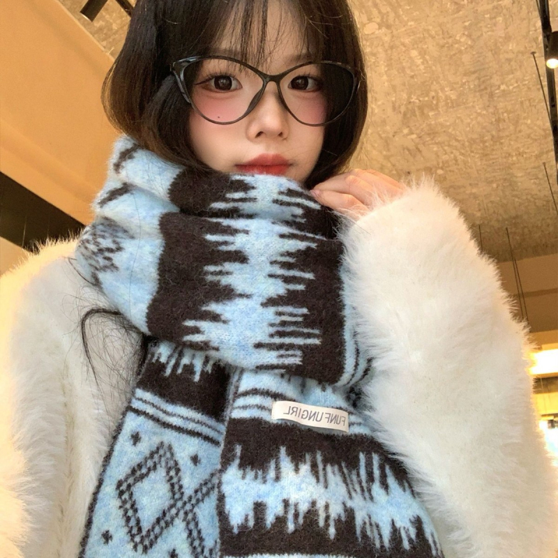 Шал от вълнена смес, warp knitting – зима, топъл, удължен дизайн, градски стил