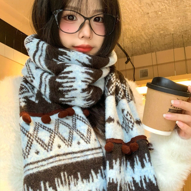 Шал от вълнена смес, warp knitting – зима, топъл, удължен дизайн, градски стил