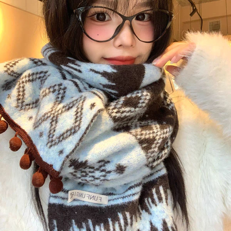 Шал от вълнена смес, warp knitting – зима, топъл, удължен дизайн, градски стил