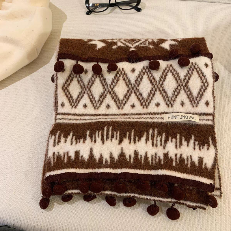 Шал от вълнена смес, warp knitting – зима, топъл, удължен дизайн, градски стил