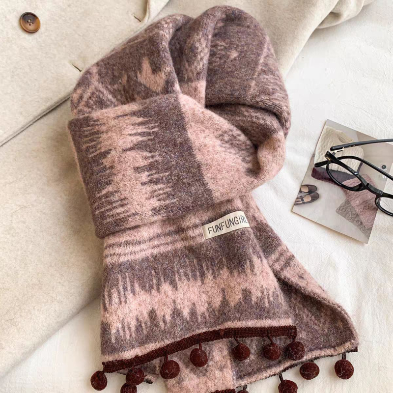 Шал от вълнена смес, warp knitting – зима, топъл, удължен дизайн, градски стил