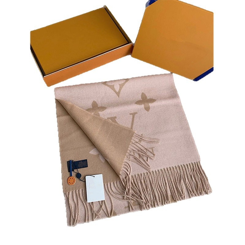 Șal din cașmir cu dublă față, monogram, țesătură jacquard