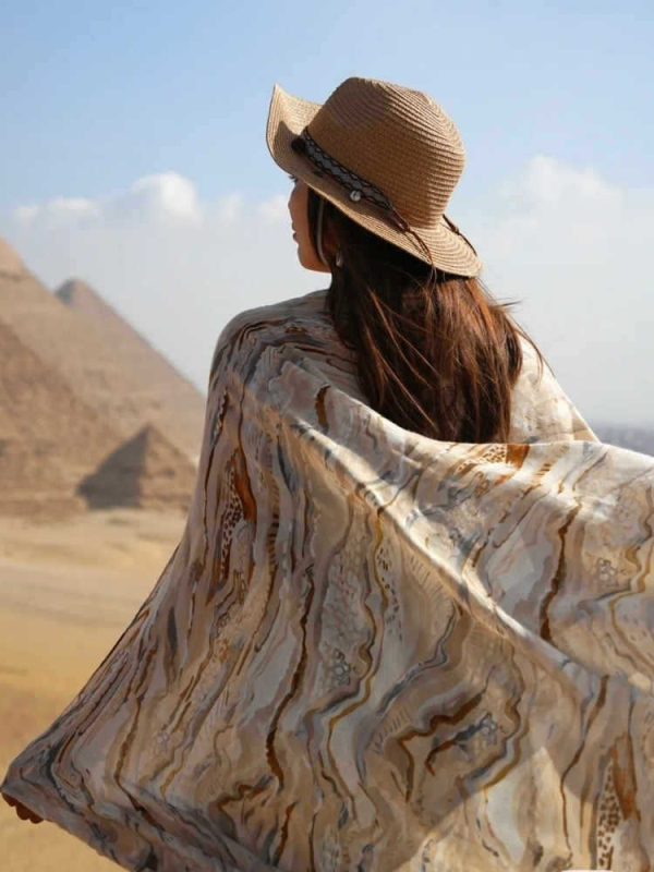 Șal de călătorie cu protecție solară, poliester, stil etnic, pentru toate sezoanele, primăvara 2025