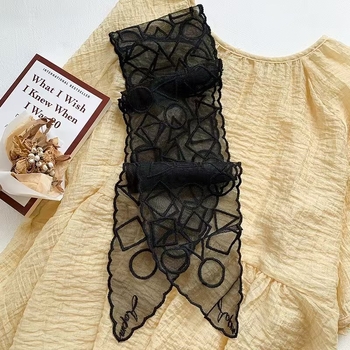 Bentiță de păr dantelată și eșarfă cu broderie, 100% poliester, dantelă, stil coreean, accesorii elegante și versatile