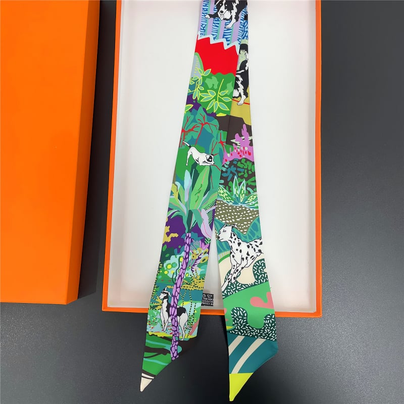 Šal od umjetne svile s dugom vrpcom za ručku torbe, twill tkanina, ispis i tie-dye, ljeto