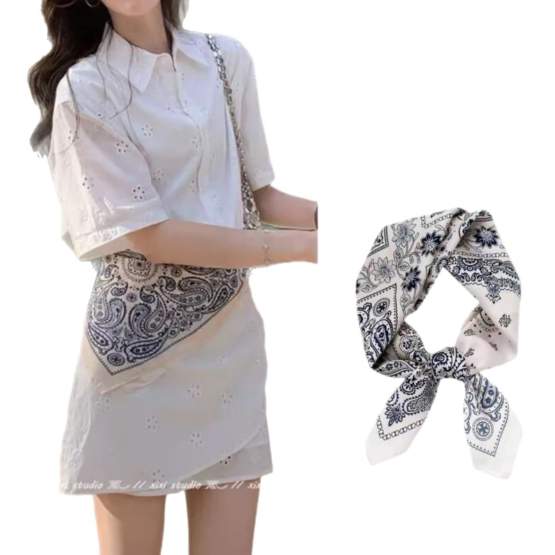 Șal pătrat | Poliester >96% | Țesătură simplă | Finisaj imprimat | Stil elegant pentru toamnă