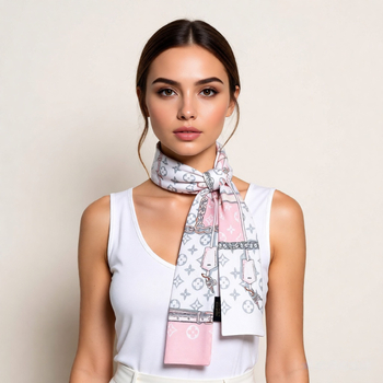 Șal din mătase cu țesătură twill, stil franțuzesc, subțire și lung, aer literar retro; Primăvară, origine Hangzhou