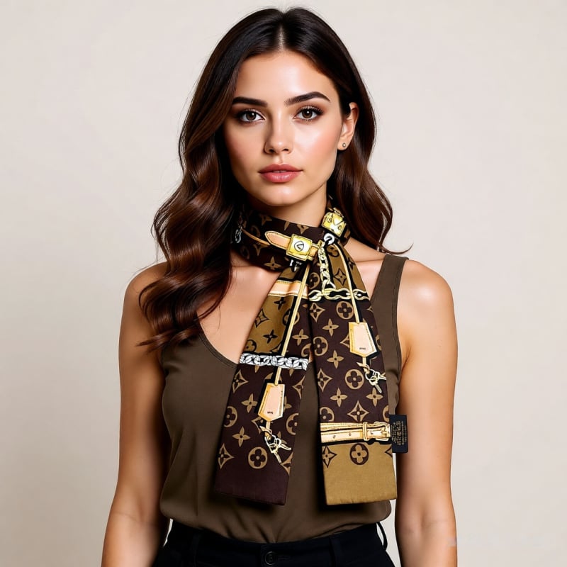 Șal din mătase cu țesătură twill, stil franțuzesc, subțire și lung, aer literar retro; Primăvară, origine Hangzhou