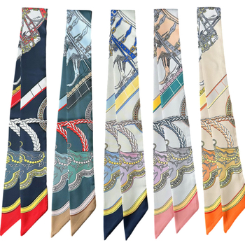 Șal dreptunghiular din satin twill imitând mătasea, imprimat, stil simplu, lux