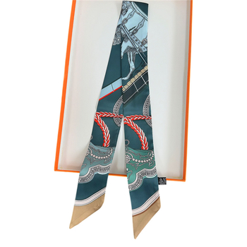 Șal dreptunghiular din satin twill imitând mătasea, imprimat, stil simplu, lux