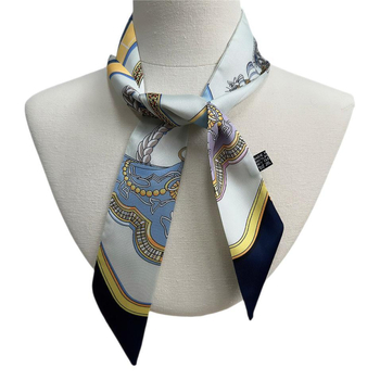 Șal dreptunghiular din satin twill imitând mătasea, imprimat, stil simplu, lux