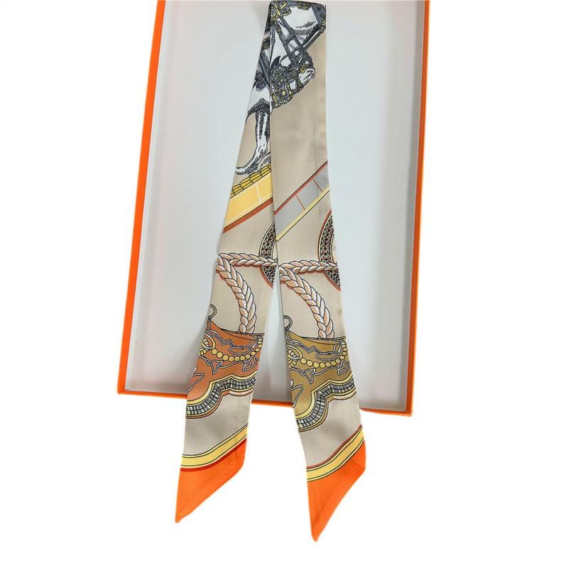 Șal dreptunghiular din satin twill imitând mătasea, imprimat, stil simplu, lux