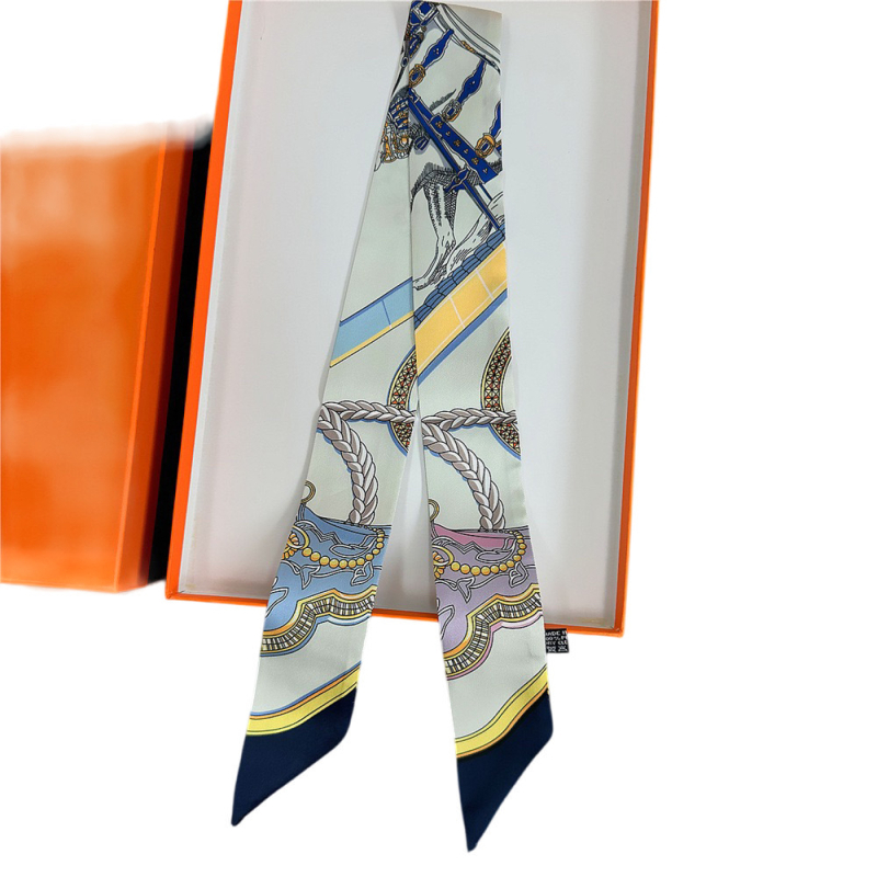 Șal dreptunghiular din satin twill imitând mătasea, imprimat, stil simplu, lux