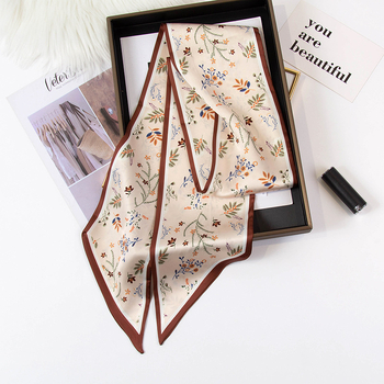 Șal subțire pentru păr din satin, cu funda, Hanqi, stil de vară, poliester