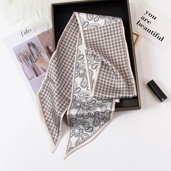 Șal subțire pentru păr din satin, cu funda, Hanqi, stil de vară, poliester