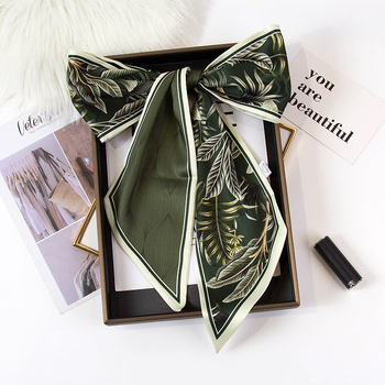 Șal subțire pentru păr din satin, cu funda, Hanqi, stil de vară, poliester