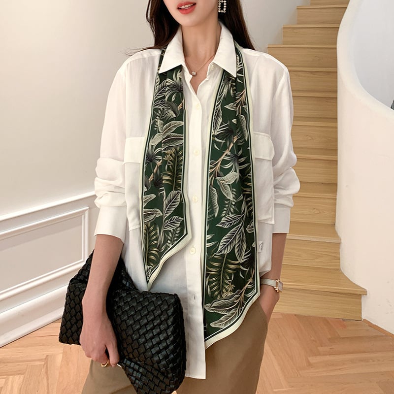 Șal subțire pentru păr din satin, cu funda, Hanqi, stil de vară, poliester