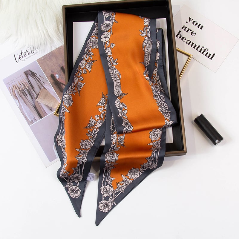 Șal subțire pentru păr din satin, cu funda, Hanqi, stil de vară, poliester