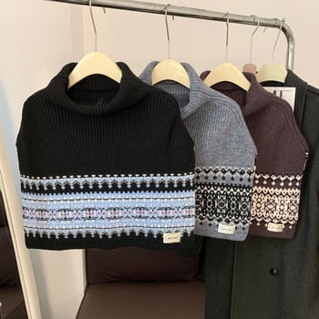 Unisex πολυεστερικό πλεκτό σάλι με ψηλό γιακά, σε στυλ κάπ, απλή ύφανση, χρωματικό συντονισμό, διατηρεί τη ζεστασιά