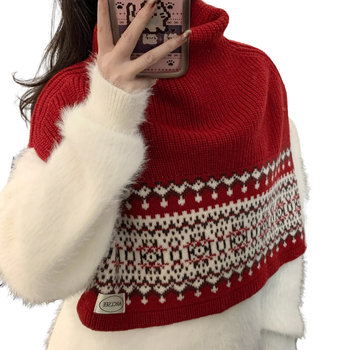 Unisex πολυεστερικό πλεκτό σάλι με ψηλό γιακά, σε στυλ κάπ, απλή ύφανση, χρωματικό συντονισμό, διατηρεί τη ζεστασιά