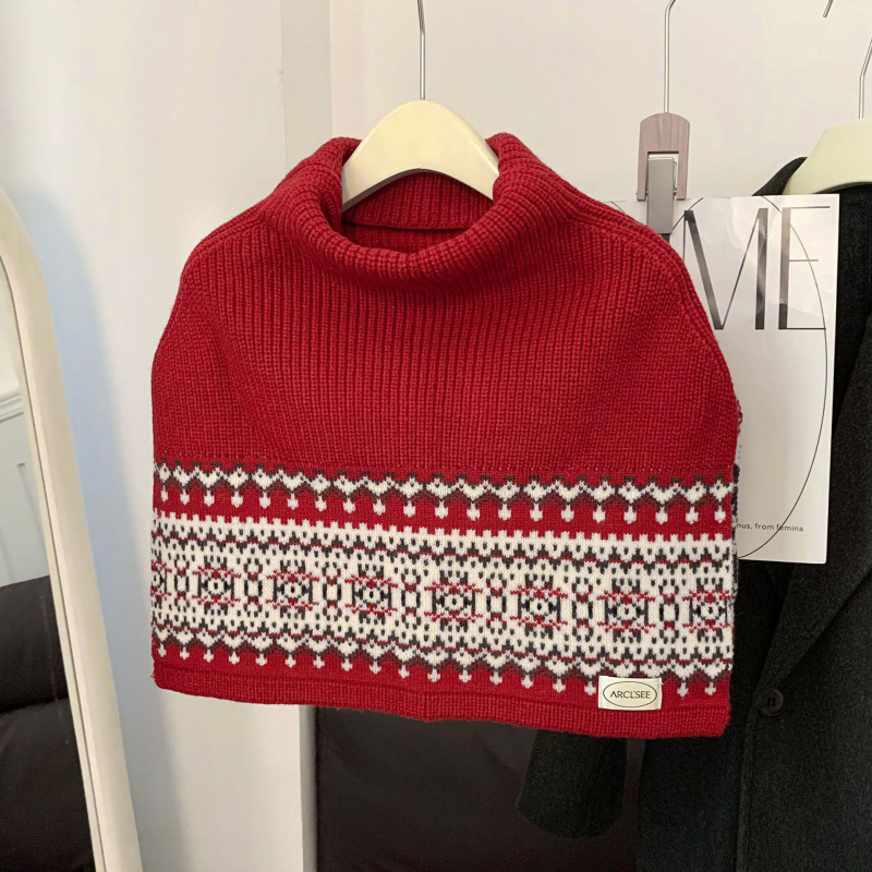 Unisex πολυεστερικό πλεκτό σάλι με ψηλό γιακά, σε στυλ κάπ, απλή ύφανση, χρωματικό συντονισμό, διατηρεί τη ζεστασιά