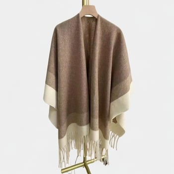 Женски кашмирен шал, модел с блокове, ретро етно стил, топъл