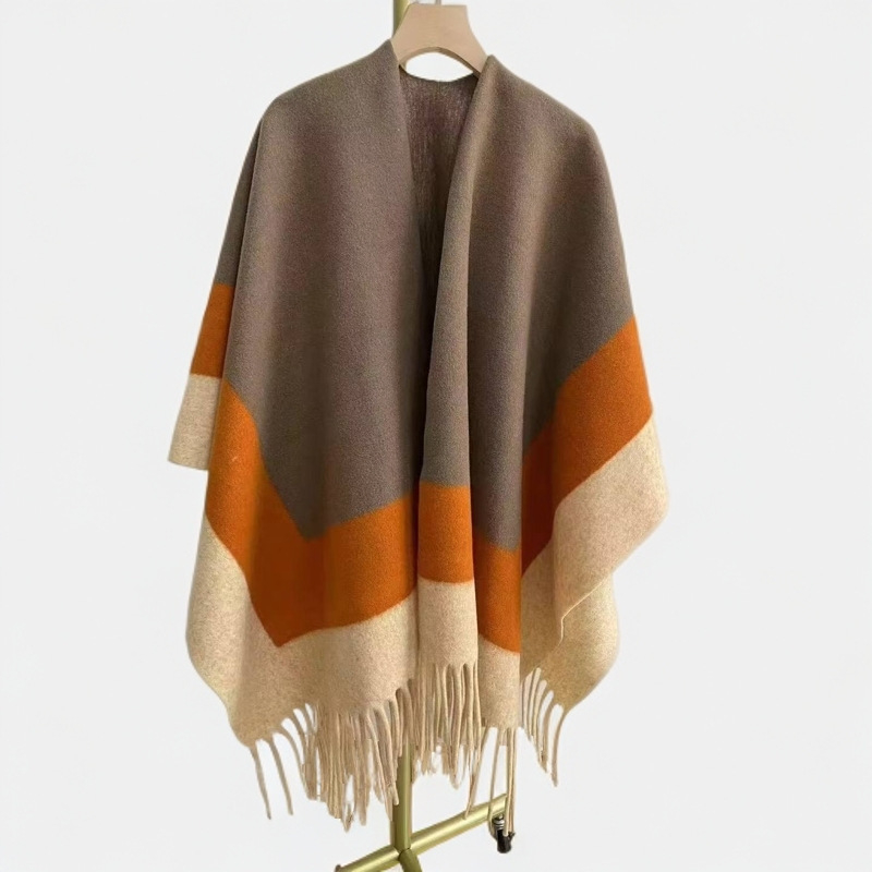 Женски кашмирен шал, модел с блокове, ретро етно стил, топъл
