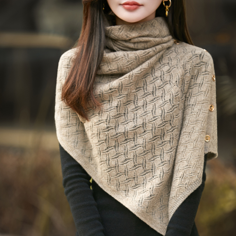 Ženski šal od 100% vune, crocheted pleteni šal, warp knitting tehnikom, jednobojni uzorak, održava toplinu, zima i jesen