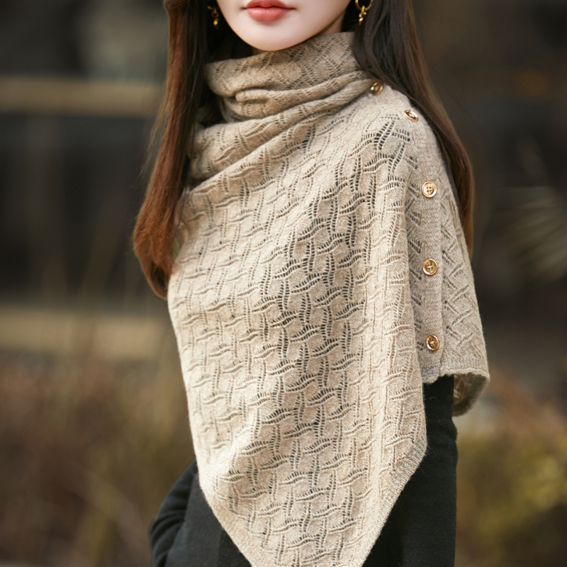 Ženski šal od 100% vune, crocheted pleteni šal, warp knitting tehnikom, jednobojni uzorak, održava toplinu, zima i jesen
