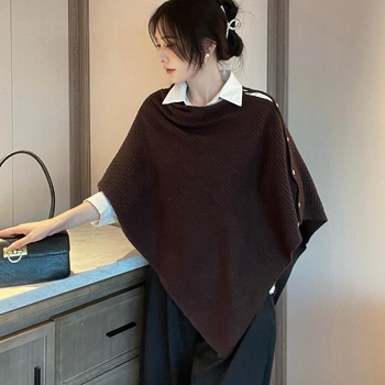 Дамски плетен шал-пелерина, топло външно облекло за зима–пролет–есен, елегантен стил