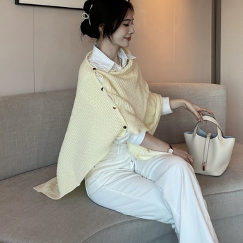 Дамски плетен шал-пелерина, топло външно облекло за зима–пролет–есен, елегантен стил