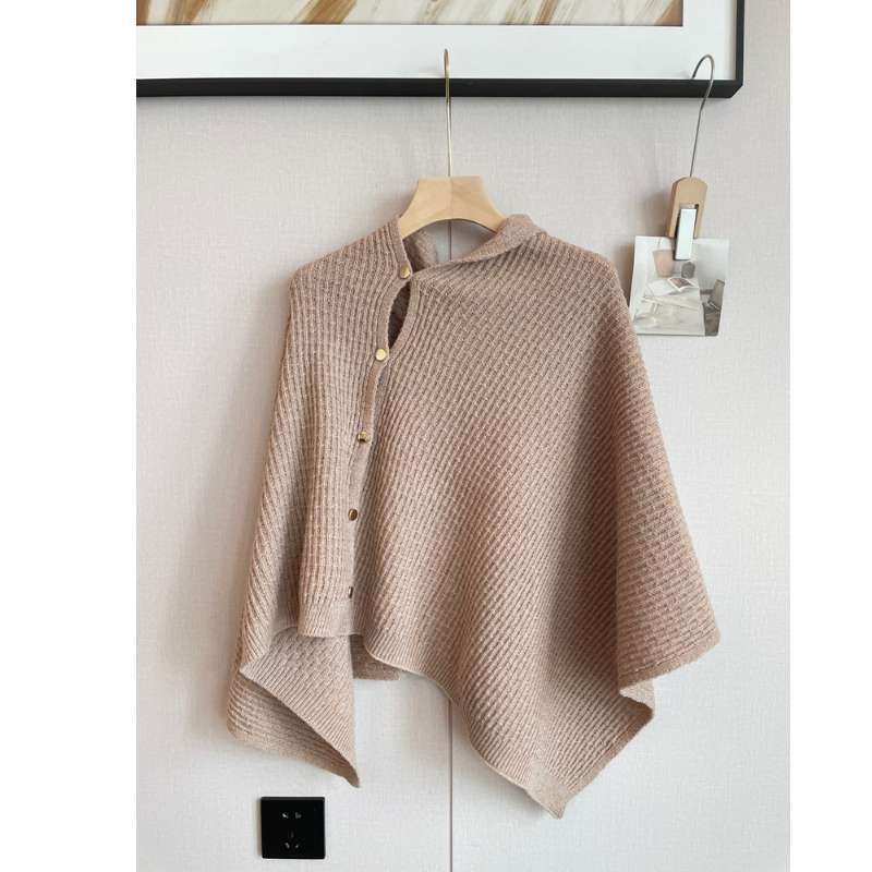 Дамски плетен шал-пелерина, топло външно облекло за зима–пролет–есен, елегантен стил