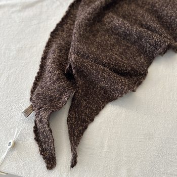 Триъгълен вълнен шал, плетен, точкова шарка, запазва топлината, за зима и есен