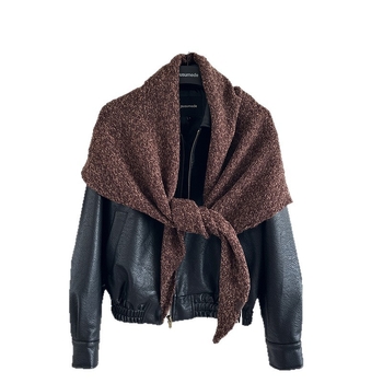 Триъгълен вълнен шал, плетен, точкова шарка, запазва топлината, за зима и есен